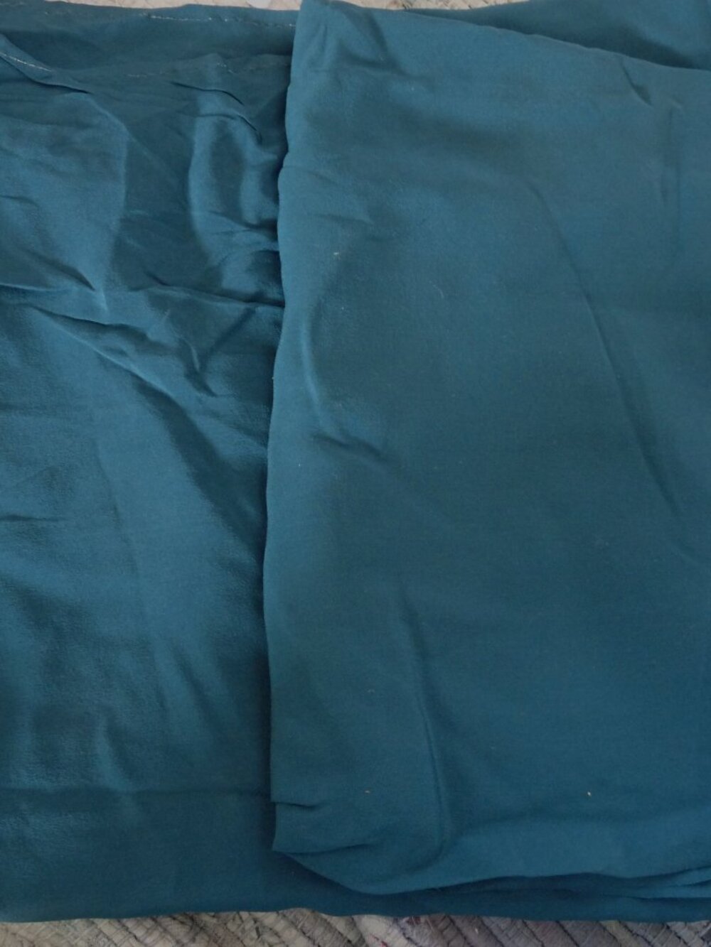3 plus yards teal silk crepe fabric  2 pieces sewing dressmaker